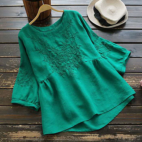 

Women's Plus Size Tops Blouse Shirt Solid Color Half Sleeve U Neck Red Wine Green White Big Size 3XL [Recommendation 155-175] 4XL [recommendation 175-200] L [Recommendation 105-120] XL