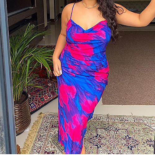 

Women's Strap Dress Maxi long Dress Purple Sleeveless Print Spring Summer Casual / Daily 2021 S M L XL XXL XXXL