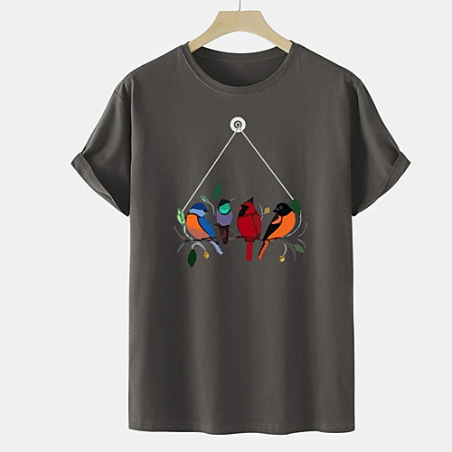 

Men's Unisex Tee T shirt Hot Stamping Graphic Prints Bird Plus Size Print Short Sleeve Casual Tops Cotton Basic Designer Big and Tall White Black Khaki