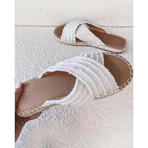 

Women's Sandals Espadrilles Outdoor Slippers Flat Heel Round Toe Rubber Color Block Light Brown White Gray