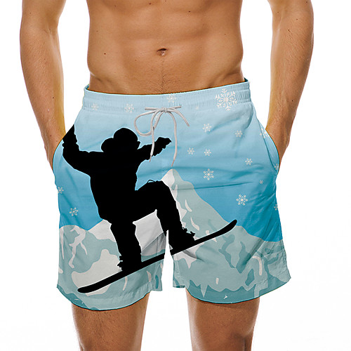 

Men's Casual Designer Quick Dry Breathable Beach Swimming Pool Bermuda shorts Board Shorts Pants Graphic Prints Short 3D Print Drawstring Elastic Waist Blue / Summer / Elasticity