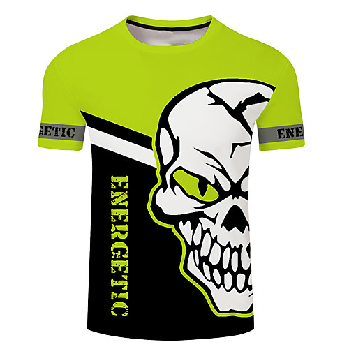 

Men's Unisex Tee T shirt Shirt 3D Print Graphic Prints Skull Plus Size 3D Print Short Sleeve Casual Tops Basic Designer Big and Tall Blue Yellow Green