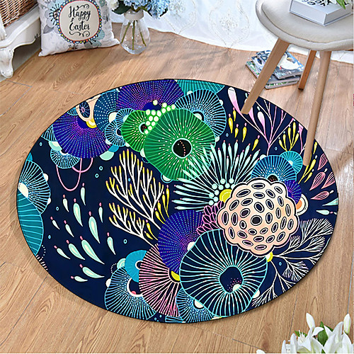 

Round 5mm Area Rugs Machine Made Polyster Non Skid Modern 3D