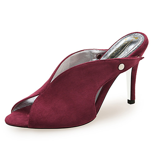 

Women's Clogs & Mules Pumps Peep Toe Suede Rivet Solid Colored Burgundy Black Light Pink