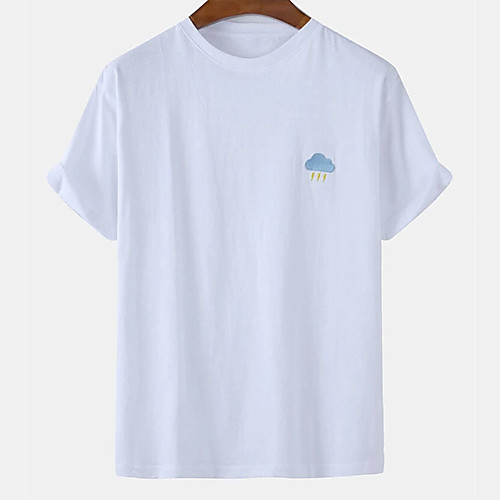 

Men's Unisex Tee T shirt Hot Stamping Graphic Prints Moon Clouds Plus Size Print Short Sleeve Casual Tops Cotton Basic Designer Big and Tall White Black