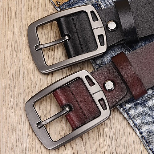 

Men's Wide Belt Leather Belt Solid Colored