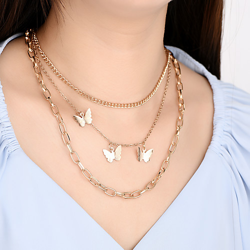 

Butterfly Chain Necklace Chains Copper Alloy Gold 42-52 cm Necklace Jewelry 1pc For