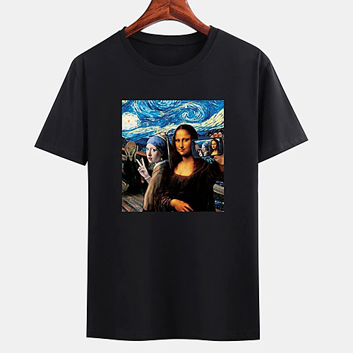 

Men's Unisex Tee T shirt Hot Stamping Graphic Prints Portrait Plus Size Print Short Sleeve Casual Tops Cotton Basic Designer Big and Tall Black