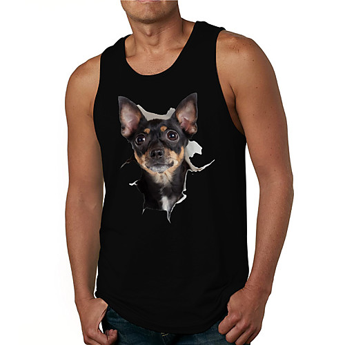 

Men's Tank Top Undershirt 3D Print Dog Graphic Prints Print Sleeveless Daily Tops Casual Designer Big and Tall White Blue Yellow