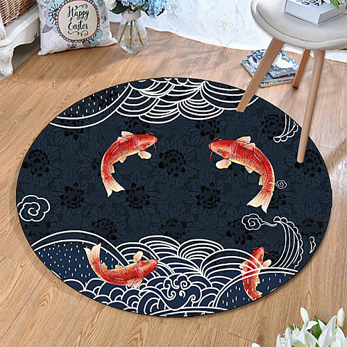 

Round 5mm Area Rugs Machine Made Polyster Non Skid Modern 3D