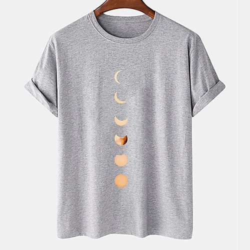 

Men's Unisex Tee T shirt Hot Stamping Graphic Prints Moon Plus Size Print Short Sleeve Casual Tops Cotton Basic Designer Big and Tall Black Khaki Light gray