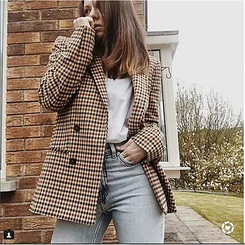 

Women's Coat Daily Wear Spring Summer Regular Coat Regular Fit Casual / Daily Jacket Plaid / Check Button Picture color