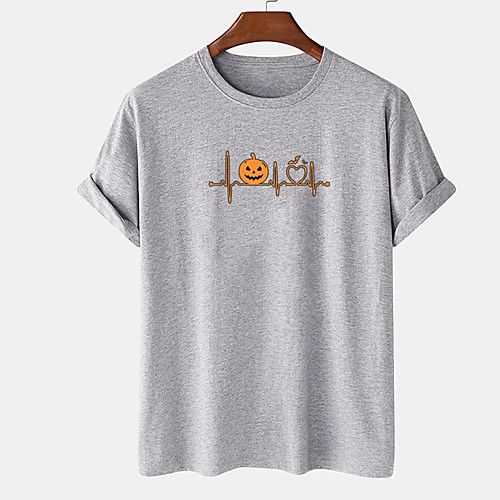 

Men's Unisex Tee T shirt Hot Stamping Graphic Prints Pumpkin Plus Size Print Short Sleeve Casual Tops Cotton Basic Designer Big and Tall White Black Gray