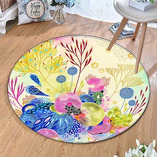 

Round 5mm Area Rugs Machine Made Polyster Non Skid Modern 3D
