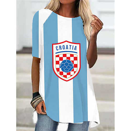 

Women's T Shirt Dress Tee Dress Short Mini Dress Blue Yellow Blushing Pink Green Light Blue Half Sleeve Color Block Letter Print Fall Summer Round Neck Casual Holiday 2021 S M L XL XXL 3XL