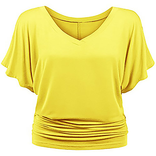 

Women's T shirt Solid Colored V Neck Tops Cotton White Black Red