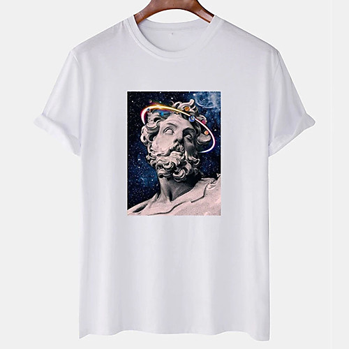 

Men's Unisex Tee T shirt Hot Stamping Graphic Prints Portrait Plus Size Print Short Sleeve Casual Tops Cotton Basic Designer Big and Tall White