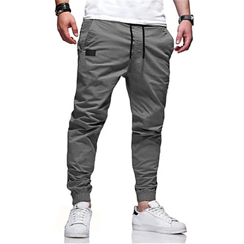 

Men's Casual Pants Pants Solid Colored Full Length Black Khaki Green Gray