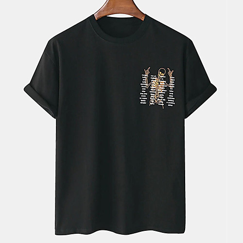 

Men's Unisex Tee T shirt Hot Stamping Graphic Prints Skull Letter Plus Size Print Short Sleeve Casual Tops Cotton Basic Designer Big and Tall White Black