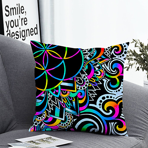 

1 Pc Polyester Pillow Cover Pillow Cover Geometry Geometric 3D Simple Square Zipper Traditional Classic