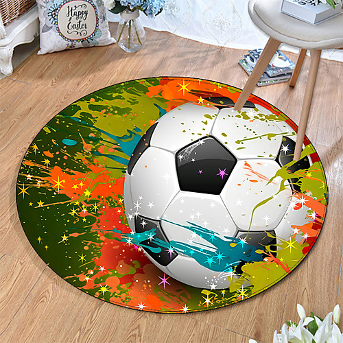 

Round 5mm Area Rugs Machine Made Polyster Non Skid Modern 3D