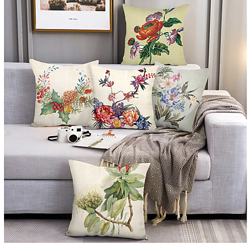 

Double Side Cushion Cover 5PCS Soft Decorative Square Throw Pillow Cover Cushion Case Pillowcase for Sofa Bedroom Superior Quality Machine Washable Outdoor Cushion for Sofa Couch Bed Chair