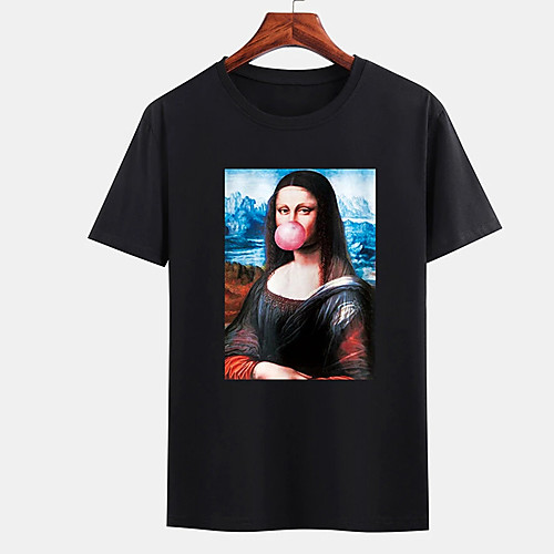 

Men's Unisex Tee T shirt Hot Stamping Graphic Prints Human Plus Size Print Short Sleeve Casual Tops Cotton Basic Designer Big and Tall Black