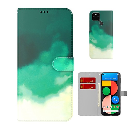

Watercolor Series Wallet Phone Case For Google Pixel 5 XL Google Pixel 5 Google Pixel 4a Magnetic Flip PU Leather Case with Card Holder Kickstand Full Body Protective Cover