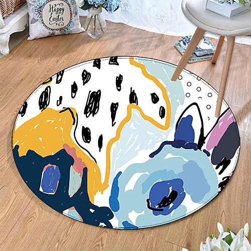

Round 5mm Area Rugs Machine Made Polyster Non Skid Modern 3D