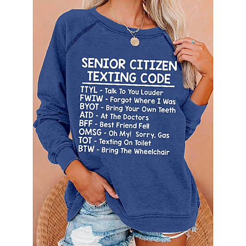 

Women's Sweatshirt Pullover Text Print Casual Daily Sports Hot Stamping Sportswear Streetwear Hoodies Sweatshirts Loose Blue