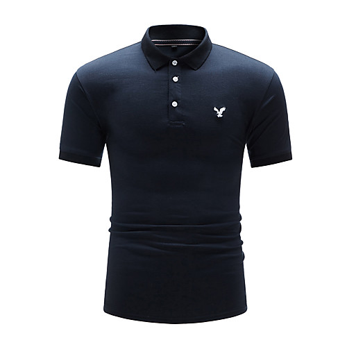 

Men's Golf Shirt Tennis Shirt Shirt Solid Color Button-Down Short Sleeve Casual Tops 100% Cotton Lightweight Casual Fashion Breathable Royal Blue