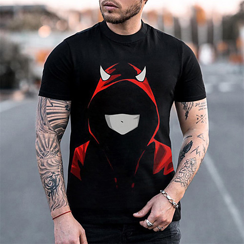 

Men's Unisex Tee T shirt Hot Stamping Cartoon Graphic Prints Plus Size Print Short Sleeve Casual Tops Cotton Basic Designer Big and Tall Black