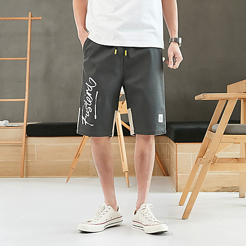

Men's Shorts Chino Breathable Daily Going out Chinos Shorts Pants Letter Short Drawstring Pocket Army Green Black Khaki Gray
