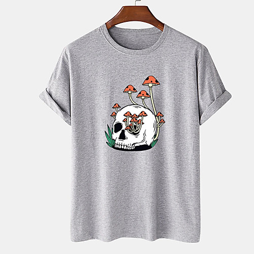 

Men's Unisex Tee T shirt Hot Stamping Graphic Prints Skull Plus Size Print Short Sleeve Casual Tops Cotton Basic Designer Big and Tall White Black Khaki