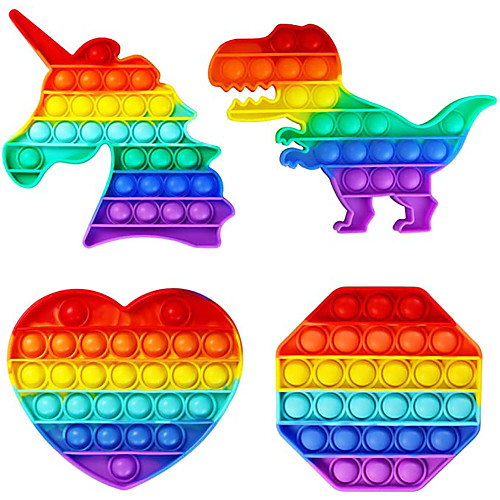 

Push Bubble Sensory Fidget Toy Autism Special Needs Stress Reliever Silicone Stress Reliever Toy Rainbow Color 4 Pack