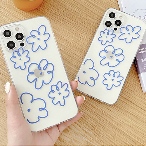 

Phone Case For Apple Back Cover iPhone 12 Pro Max 11 SE 2020 X XR XS Max 8 7 Shockproof Dustproof Transparent Flower TPU