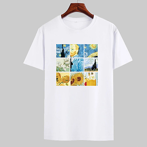 

Men's Unisex Tee T shirt Hot Stamping Graphic Prints Sunflower Plus Size Print Short Sleeve Casual Tops Cotton Basic Designer Big and Tall White