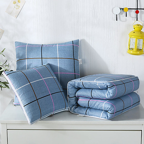 

Pillow Quilt Multifunction Simple Lattice Car Purpose Cushion Office Nap Pillow Folding Blanket Sofa Pillow Air Conditioning Quilt