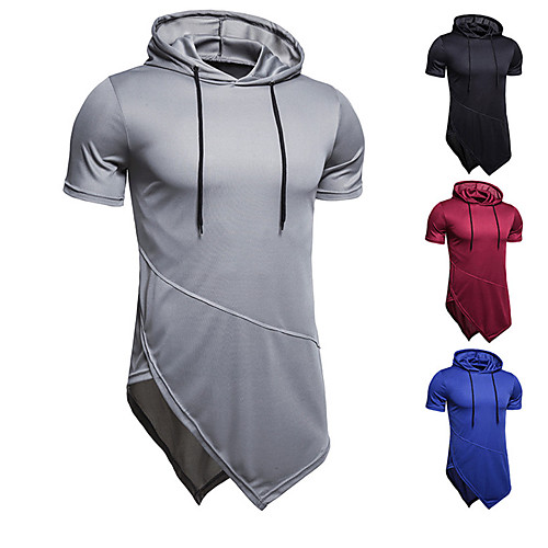 

Men's Tee T shirt Plain Graphic Plus Size Drawstring Short Sleeve Casual Tops Basic Designer Slim Fit Big and Tall Wine Blue Black