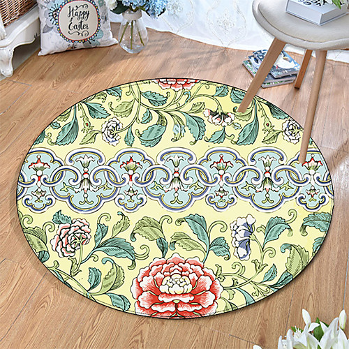 

Round 5mm Area Rugs Machine Made Polyster Non Skid Modern 3D