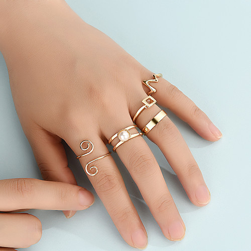 

Ring Set Fashion ECG Geometry Ring Set Unlimited Symbol Joint Ring 5 Piece Set Combination Pack