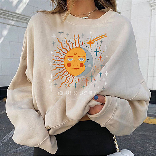 

Women's Sweatshirt Pullover Galaxy Graphic Prints Oversized Print Casual Daily Sports 3D Print Sportswear Streetwear Hoodies Sweatshirts Oversized Beige