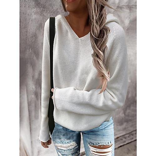

Women's Solid Color Sweater Long Sleeve Sweater Cardigans Hoodie Oatmeal Blue Gray