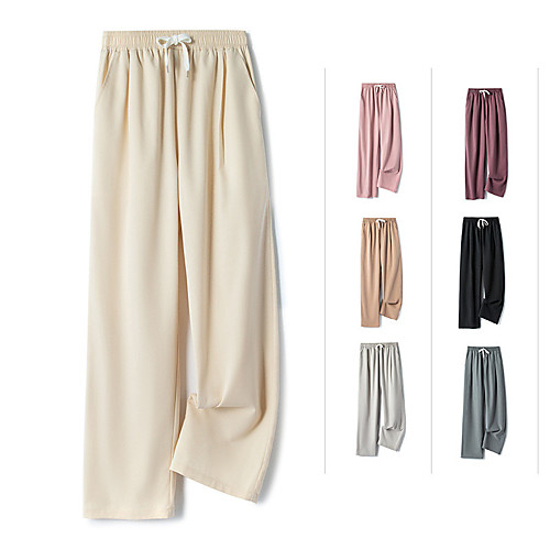 

Men's Stylish Sporty Casual / Sporty Streetwear Comfort Daily Sports Culottes Wide Leg Pants Trousers Pants Solid Color Full Length Wide Leg Drawstring Elastic Drawstring Design Purple Blushing Pink