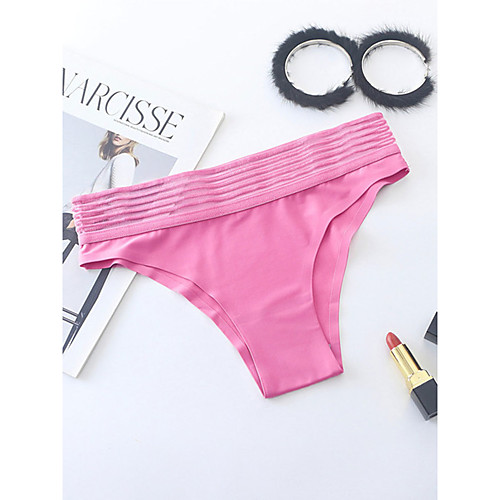 

Women's Lace Brief Micro-elastic Mid Waist 1 PC Blushing Pink One-Size
