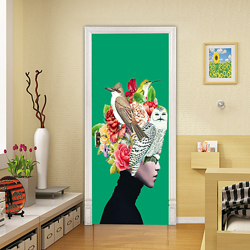 

2pcs Self-adhesive Creative Door Stickers For Living Room Diy Decorative Home Waterproof Wall Stickers