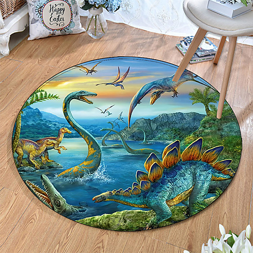 

Round 5mm Area Rugs Machine Made Polyster Non Skid Modern 3D