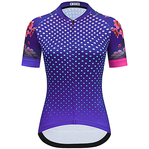 

21Grams Women's Short Sleeve Cycling Jersey Summer Spandex Blue Polka Dot Bike Top Mountain Bike MTB Road Bike Cycling Sports Clothing Apparel / Stretchy / Athleisure