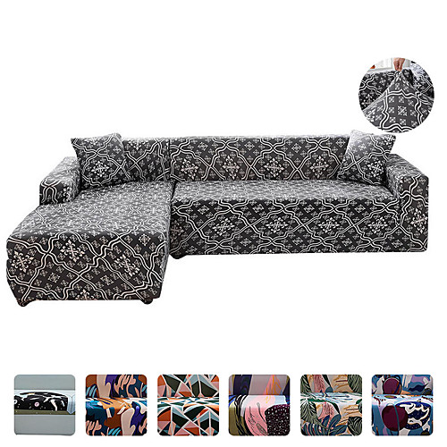 

Print Dustproof Stretch Slipcovers Stretch Sofa Cover Super Soft Fabric Couch Cover Fit For 1 to 4 Cushion Couch And L Shape Sofa (You will Get 1 Throw Pillow Case as free Gift)