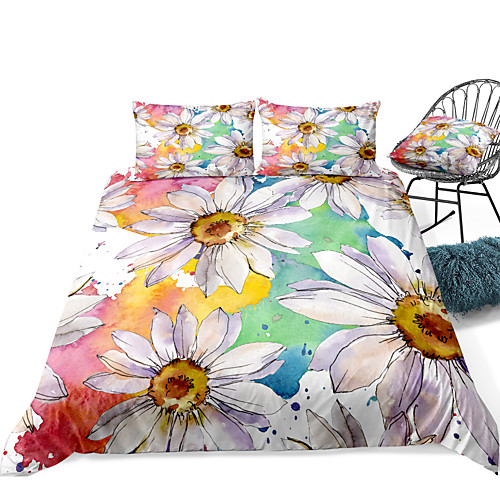 

Duvet Cover Sets 3 Piece Rayon / Polyester 3D Rainbow Reactive Print Bohemian Style